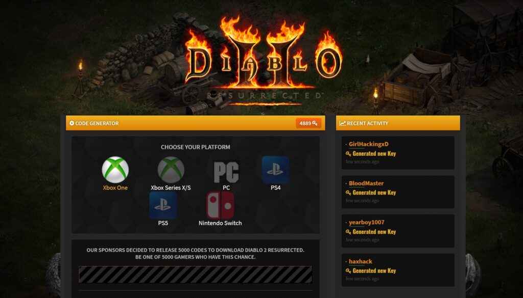 Diablo 2 Resurrected Redeem Code
